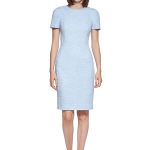 Calvin Klein Light Blue Tweed Sheath Dress